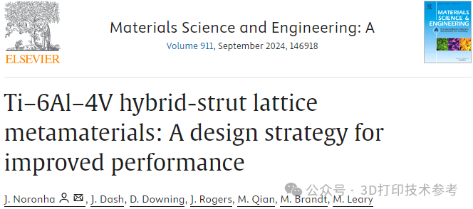 马前教授最新：3D打印Ti6Al4V晶格超材料，提高性能设计策略的新进展